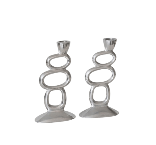 ALUMINIUM TAPER CANDLE HOLDER SET OF 2